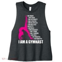I Am A Gymnast Funny Handstand Gymnastics Gift Women Girl Women's Racerback Cropped Tank thumb 0