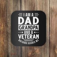 I Am A Dad Grandpa And Veteran Nothing Scares Me Coaster thumb 0