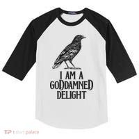 I Am A Goddamned Delight God Damned Funny Quote Kids Colorblock Raglan Jersey thumb 0