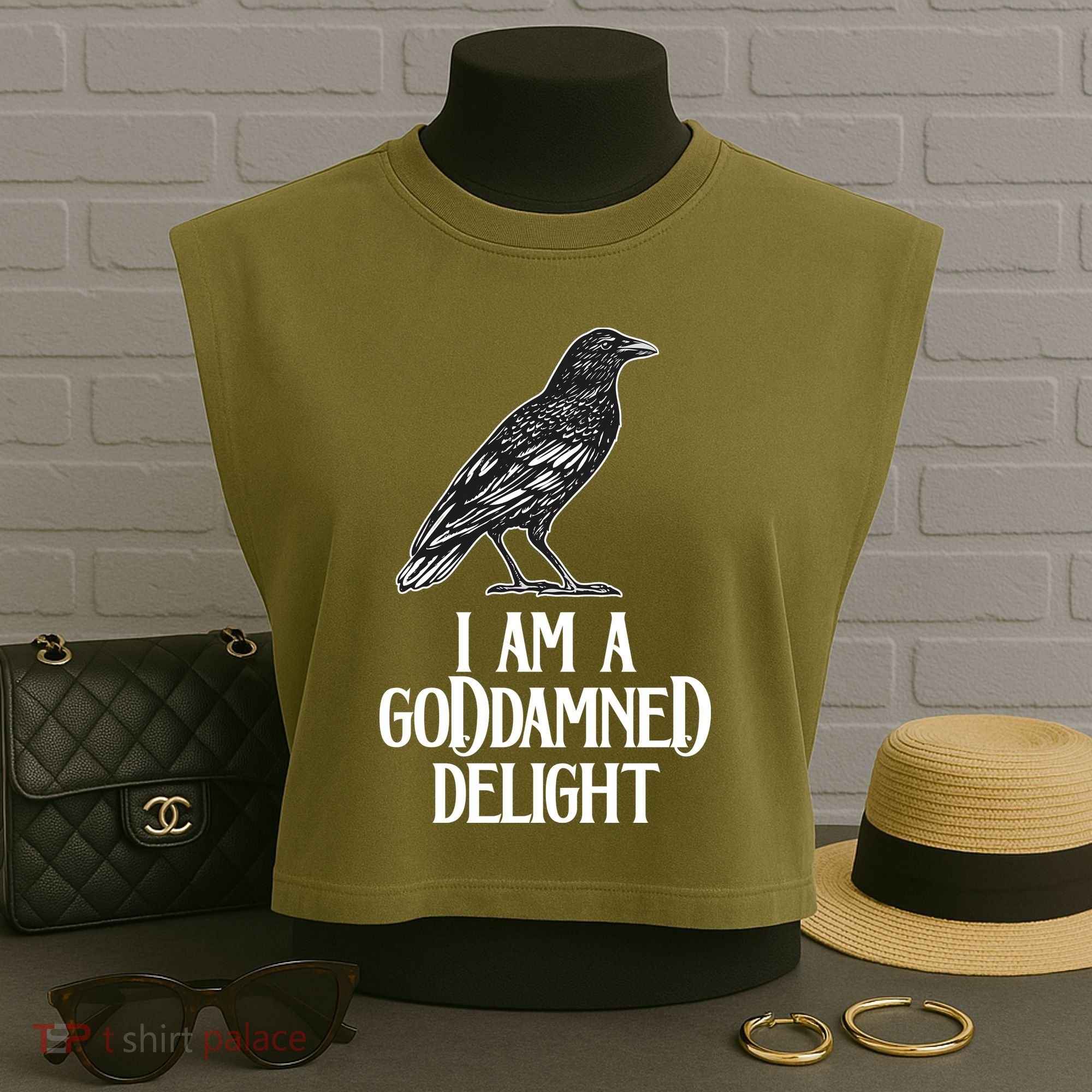 I Am A Goddamned Delight God Damned Funny Quote Garment-Dyed Women's Muscle Tee