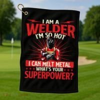 I Am A Welder WhatS Your Superpower Welding Ironworker Golf Towel thumb 1