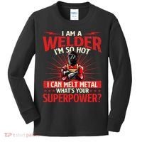 I Am A Welder WhatS Your Superpower Welding Ironworker Kids Long Sleeve Shirt thumb 0