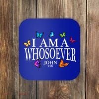 I Am A Whosoever John 3:16 Jesus Christian Butterfly Gift Coaster thumb 0