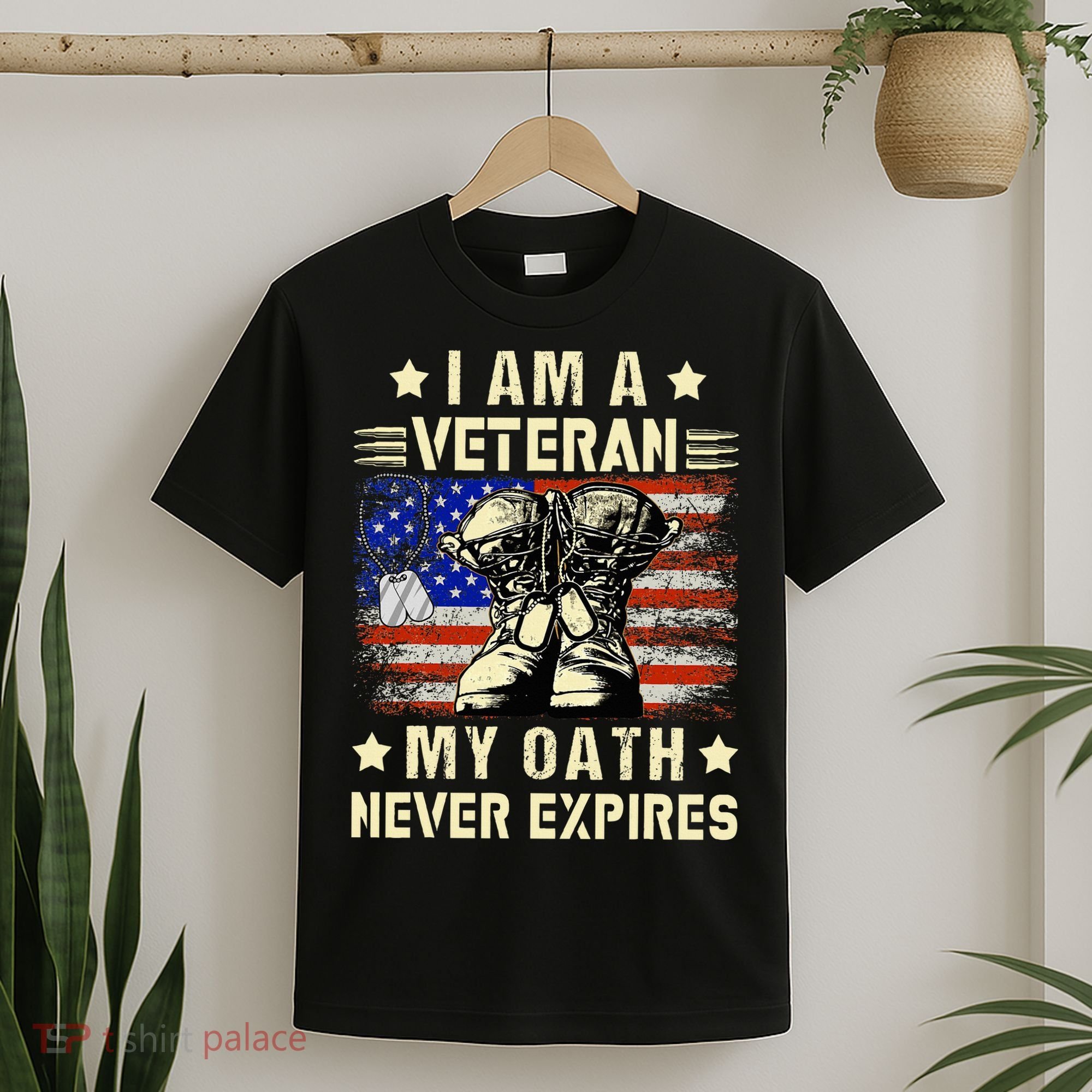 I am A Veteran My Oath Never Expires Veteran Day USA Flag T-Shirt