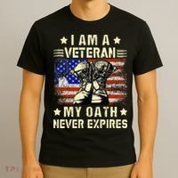 I am A Veteran My Oath Never Expires Veteran Day USA Flag T-Shirt thumb 3