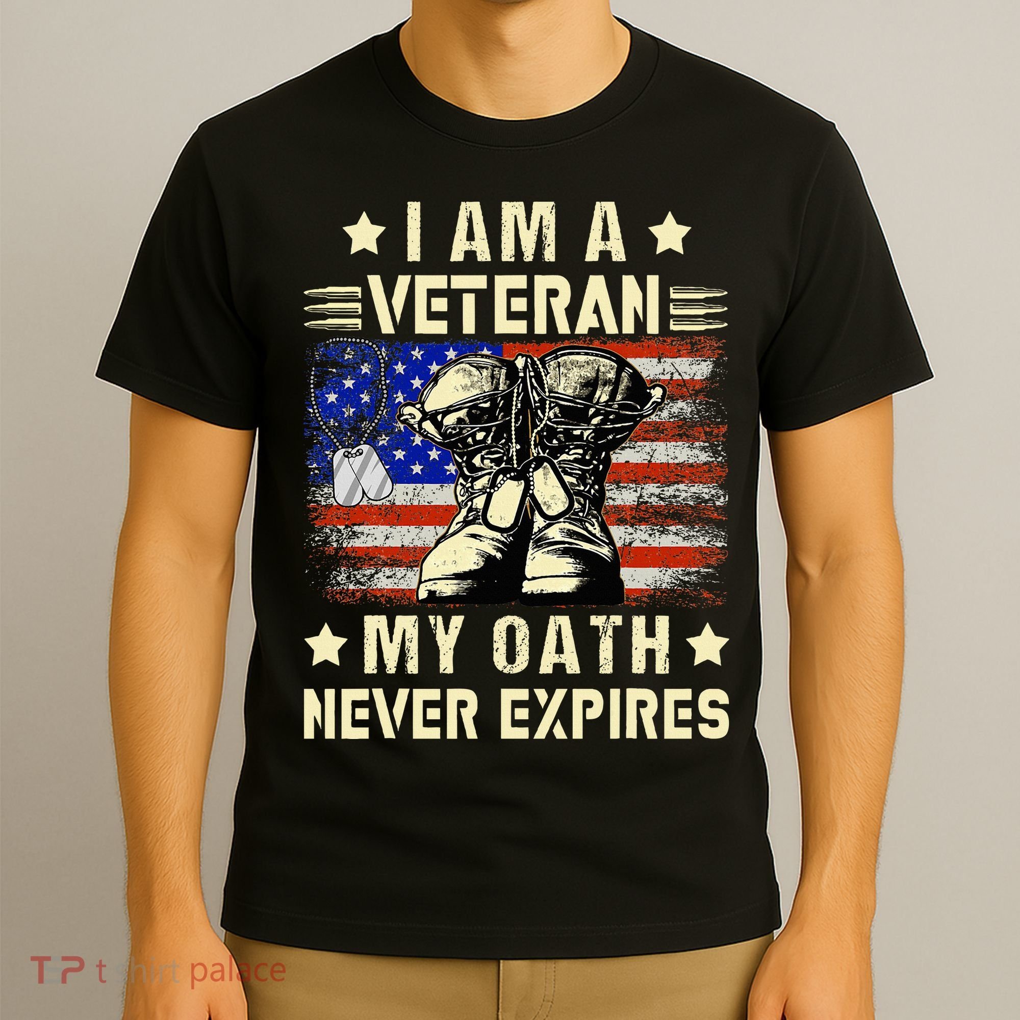 I am A Veteran My Oath Never Expires Veteran Day USA Flag T-Shirt