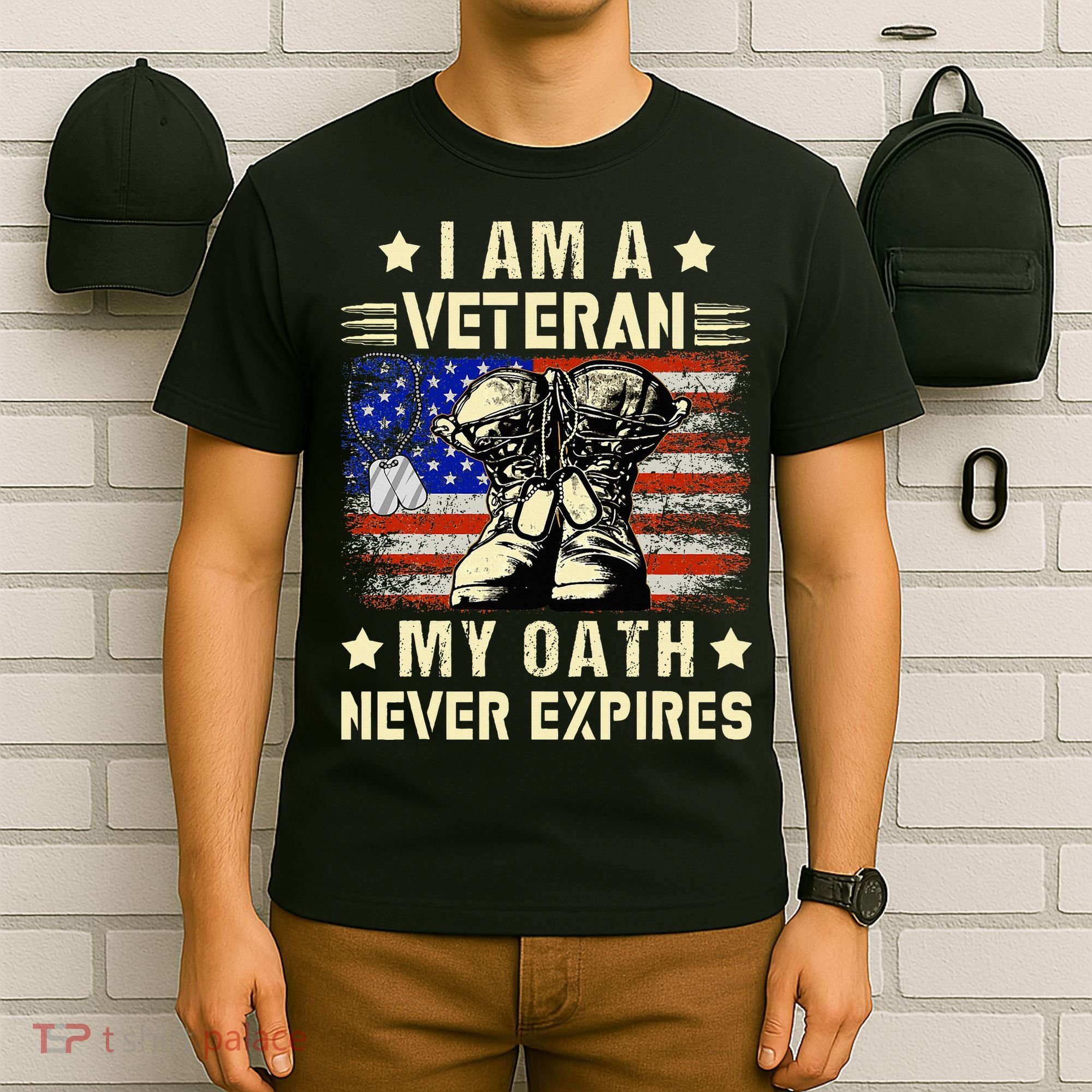 I am A Veteran My Oath Never Expires Veteran Day USA Flag T-Shirt