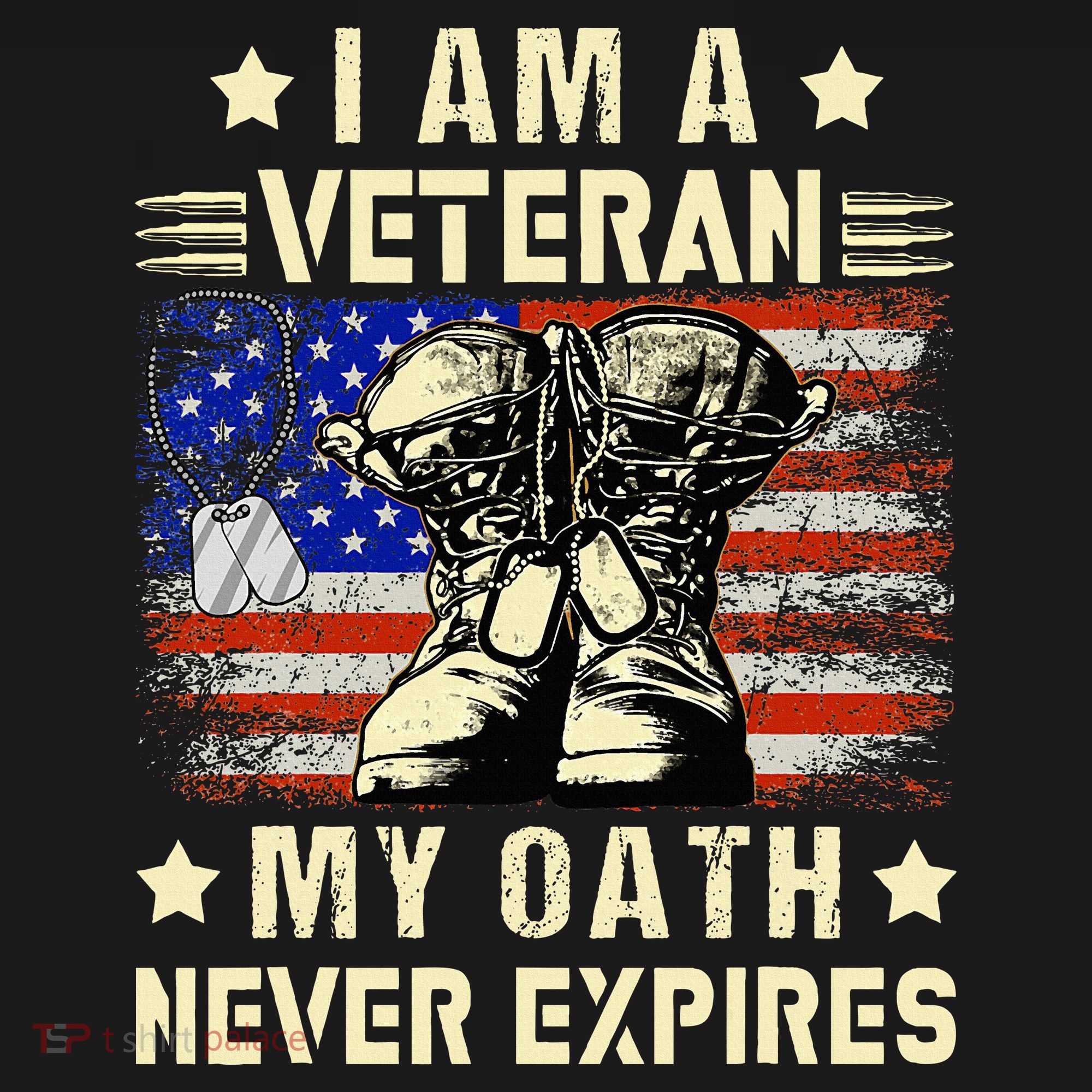 I am A Veteran My Oath Never Expires Veteran Day USA Flag T-Shirt