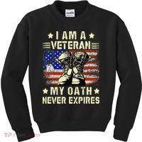 I am A Veteran My Oath Never Expires Veteran Day USA Flag Kids Sweatshirt thumb 0