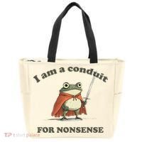 I Am A Conduit For Nonsense Funny Frog Tote Bag thumb 0