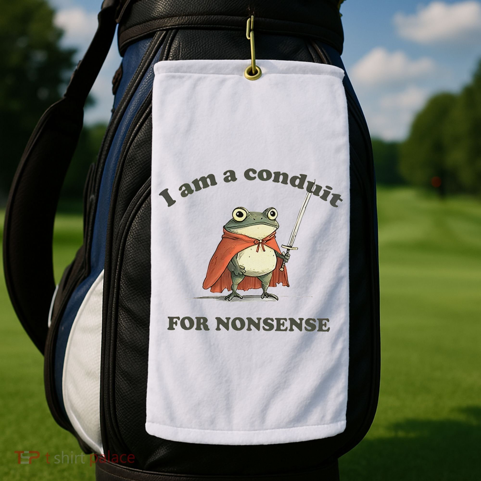 I Am A Conduit For Nonsense Funny Frog Golf Towel