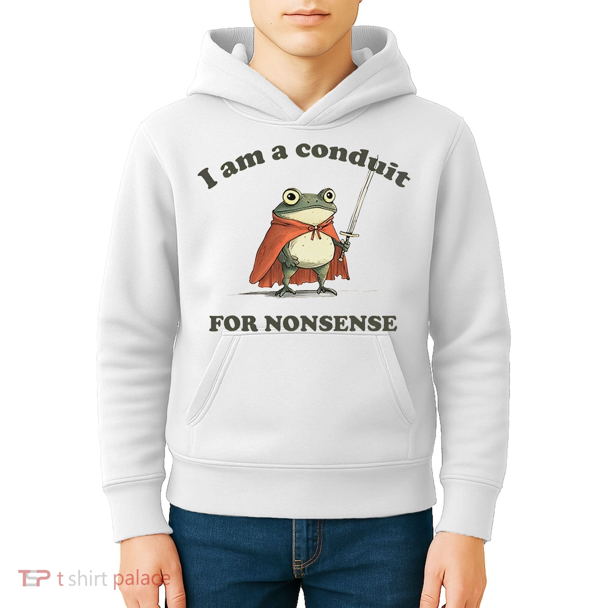 I Am A Conduit For Nonsense Funny Frog Kids Hoodie