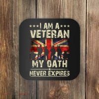 I Am A Veteran My Oath Never Expires Fathers Day Armed Forces Day Patriotic Coaster thumb 0