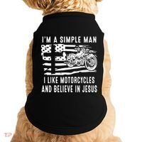 I Am A Simple Man I Like Motorcycles And Believe In Jesus Doggie Tank thumb 0
