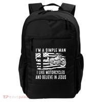 I Am A Simple Man I Like Motorcycles And Believe In Jesus Backpack thumb 0
