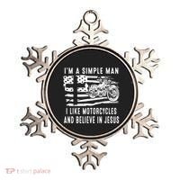 I Am A Simple Man I Like Motorcycles And Believe In Jesus Ornament thumb 0