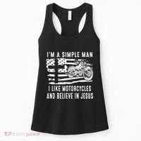 I Am A Simple Man I Like Motorcycles And Believe In Jesus Women's Tank Top thumb 0