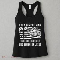 I Am A Simple Man I Like Motorcycles And Believe In Jesus Women's Tank Top thumb 3