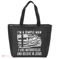 I Am A Simple Man I Like Motorcycles And Believe In Jesus Tote Bag thumb 0
