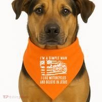 I Am A Simple Man I Like Motorcycles And Believe In Jesus USA-Made Doggie Bandana thumb 1