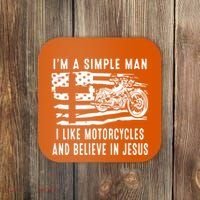 I Am A Simple Man I Like Motorcycles And Believe In Jesus Coaster thumb 0