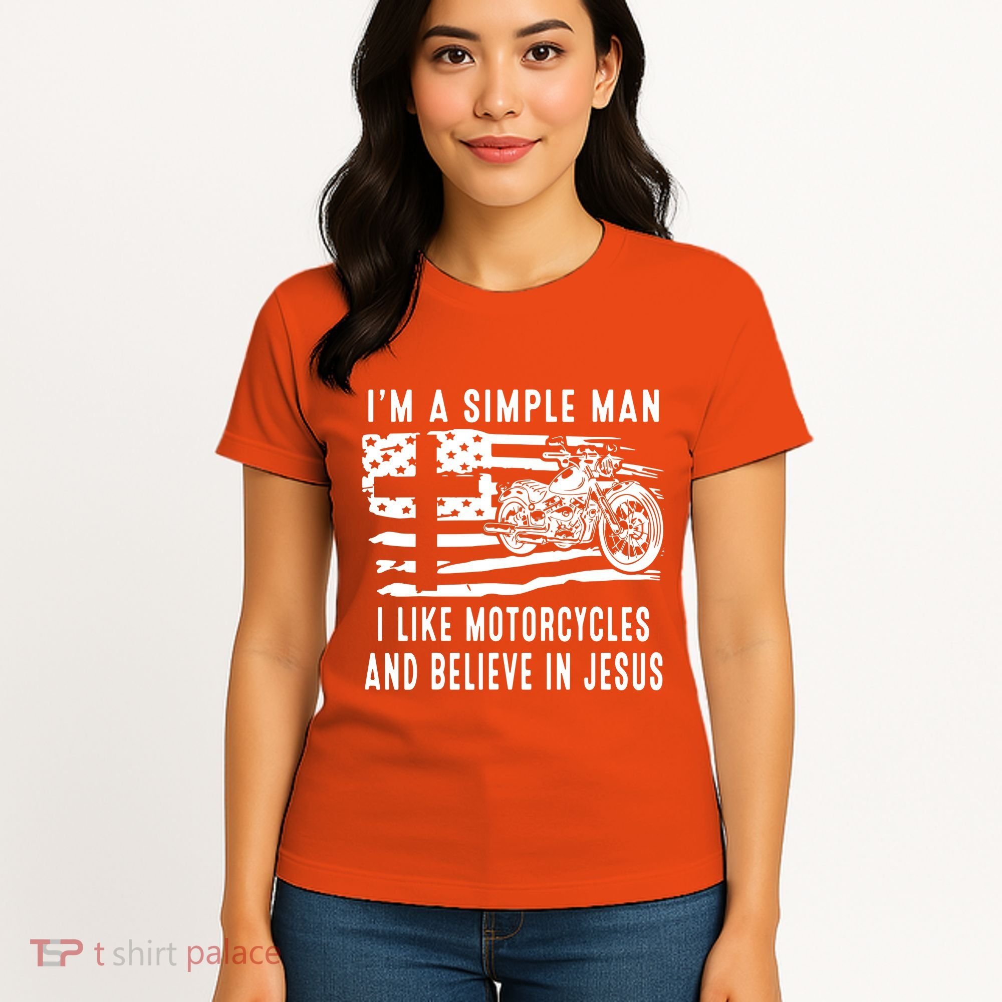 I Am A Simple Man I Like Motorcycles And Believe In Jesus Women's T-Shirt