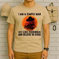 I Am A Simple Man I Like Fishing And Believe In Jesus T-Shirt thumb 6