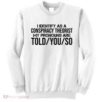 Identify As A Conspiracy Theorist Pronouns Are Told You So Sweatshirt thumb 0
