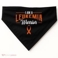 I Am A Leukemia Warrior Blood Cancer Awareness Orange Ribbon USA-Made Doggie Bandana thumb 0