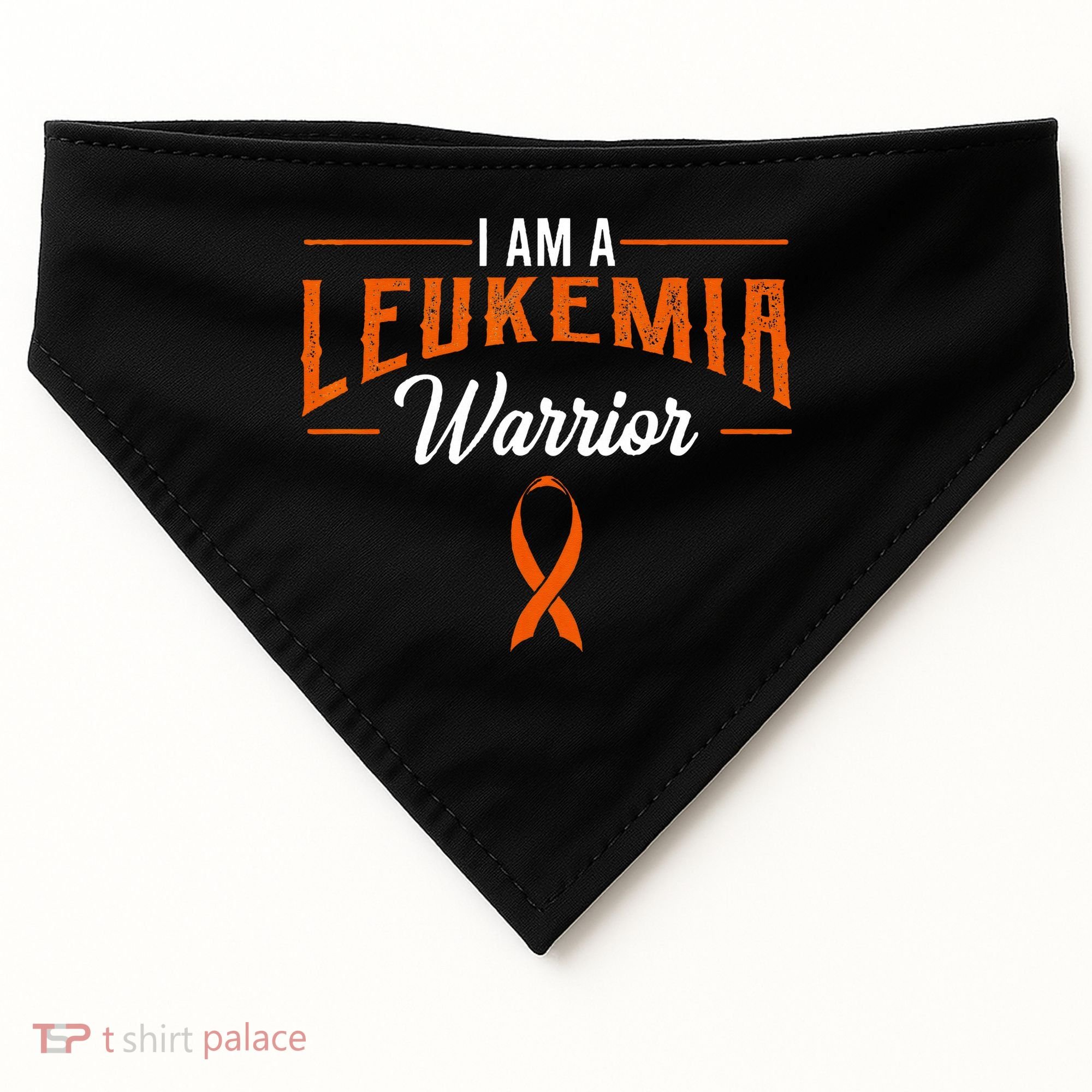 I Am A Leukemia Warrior Blood Cancer Awareness Orange Ribbon USA-Made Doggie Bandana
