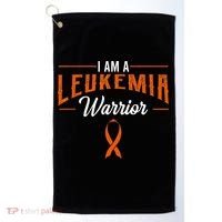 I Am A Leukemia Warrior Blood Cancer Awareness Orange Ribbon Golf Towel thumb 0
