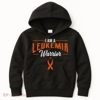 I Am A Leukemia Warrior Blood Cancer Awareness Orange Ribbon Kids Hoodie thumb 0