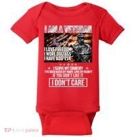 I Am A Veteran If You Don't Like It I Don't Care Baby Bodysuit thumb 0