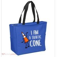 I Am A Traffic Cone Orange Lazy Easy Costumes Halloween Tote Bag thumb 2