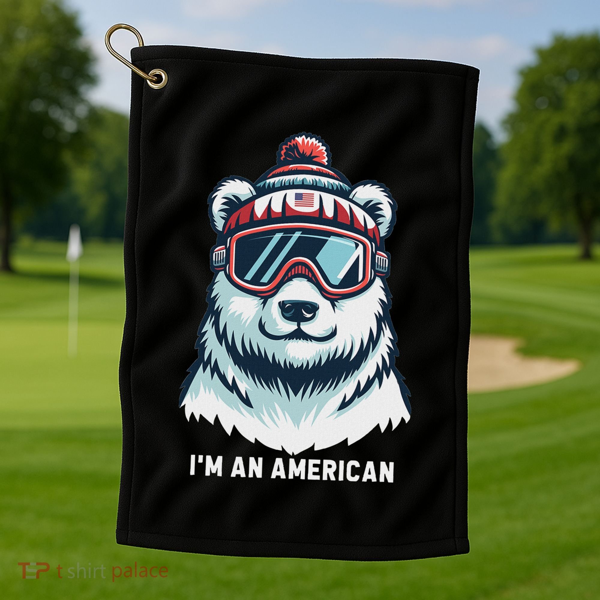 IM An AmericanFunny Greenland Polar Bear Golf Towel