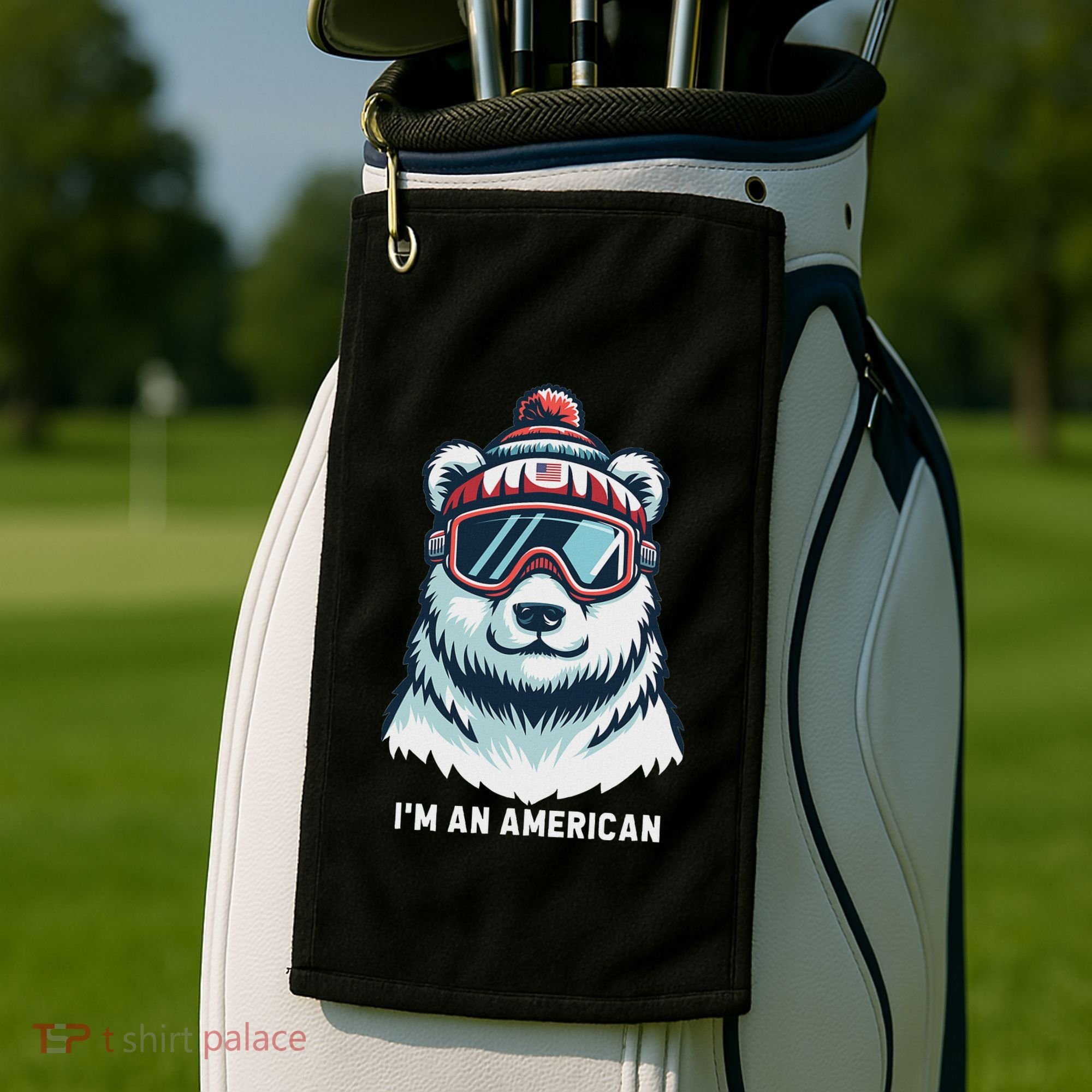 IM An AmericanFunny Greenland Polar Bear Golf Towel