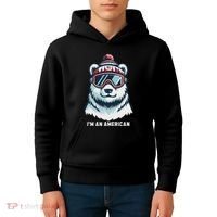 IM An AmericanFunny Greenland Polar Bear Kids Hoodie thumb 4