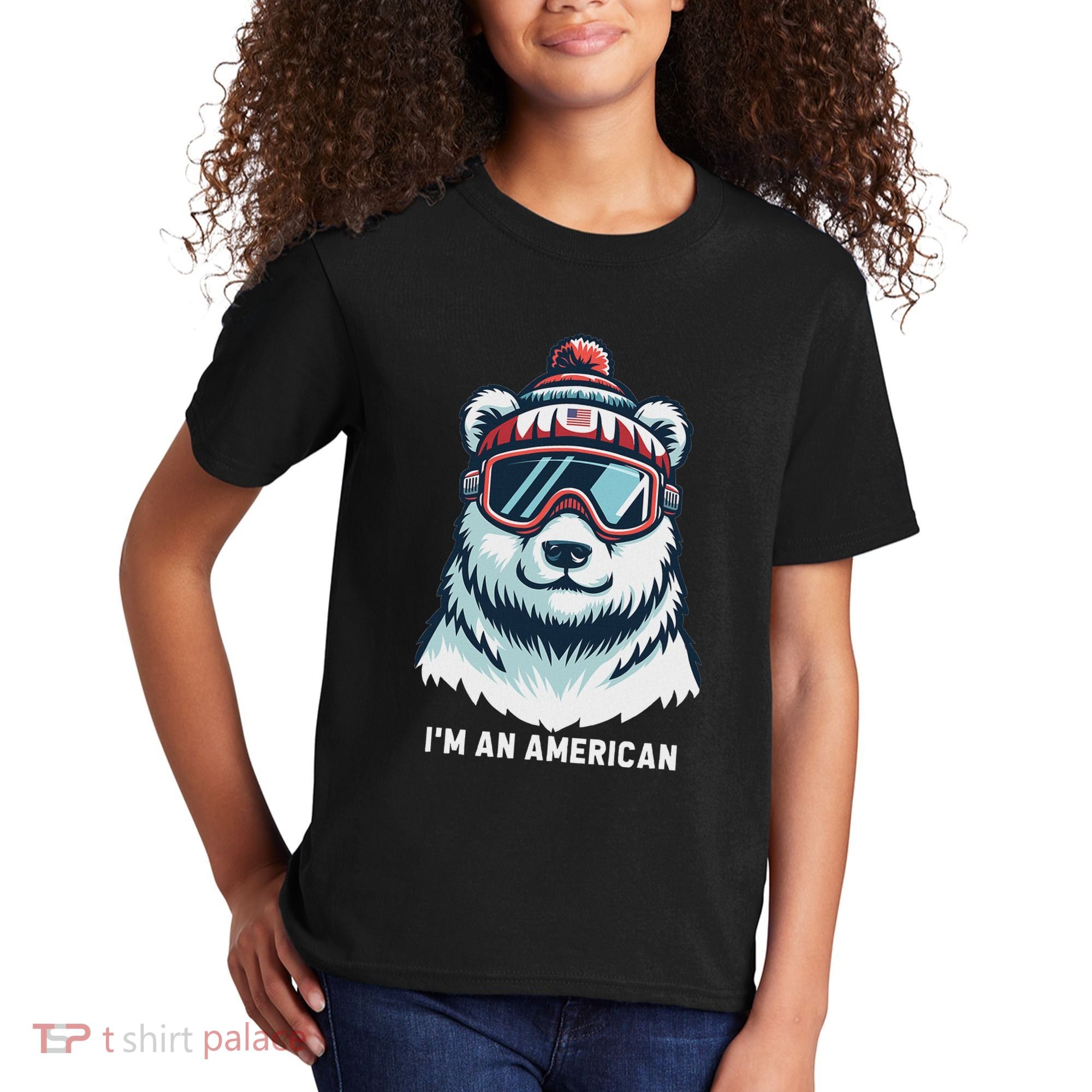 IM An AmericanFunny Greenland Polar Bear Kids T-Shirt