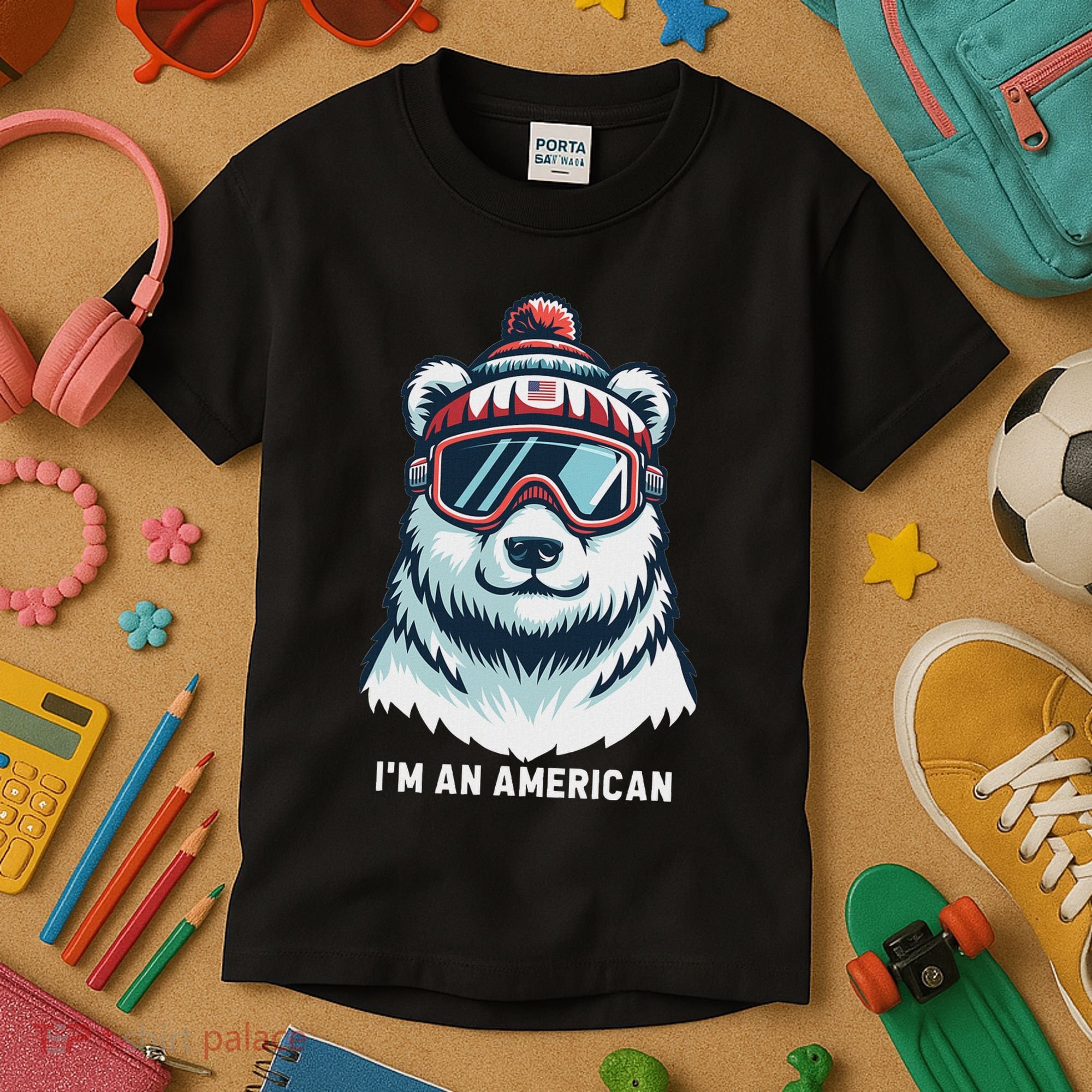 IM An AmericanFunny Greenland Polar Bear Kids T-Shirt
