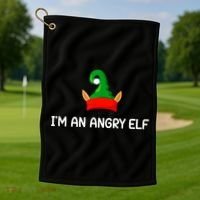 I'm An Angry Elf, Funny, Corny Christmas Jokes,, Sarcastic Golf Towel thumb 1