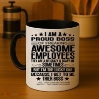 I Am A Proud Boss Of Freaking Awesome Employees Funny Boss Gift Coffee Mug thumb 4