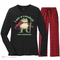 I Am A Conduit For Nonsense Funny Frog Women's Long Sleeve Flannel Pajama Set  thumb 0