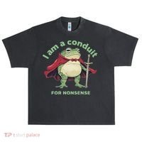 I Am A Conduit For Nonsense Funny Frog Urban Oversized Heavyweight T-Shirt thumb 0