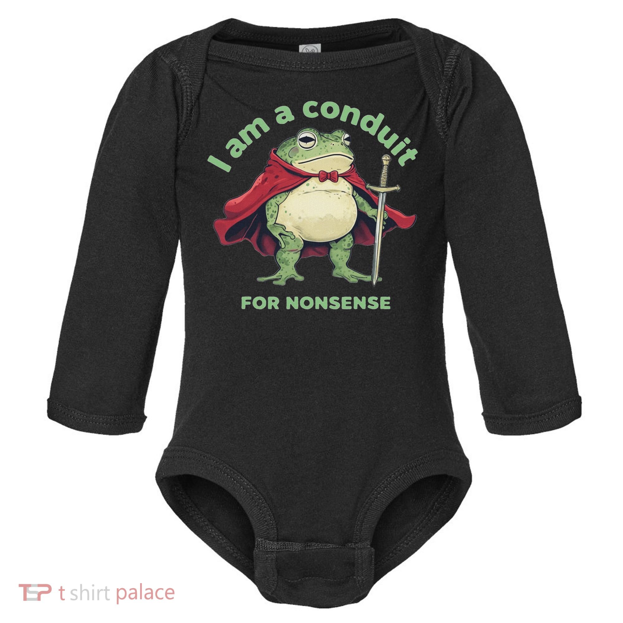 I Am A Conduit For Nonsense Funny Frog Baby Long Sleeve Bodysuit
