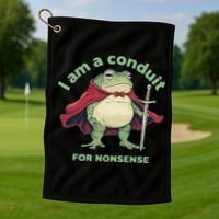 I Am A Conduit For Nonsense Funny Frog Golf Towel thumb 1