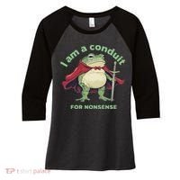 I Am A Conduit For Nonsense Funny Frog Women's Tri-Blend 3/4-Sleeve Raglan Shirt thumb 0