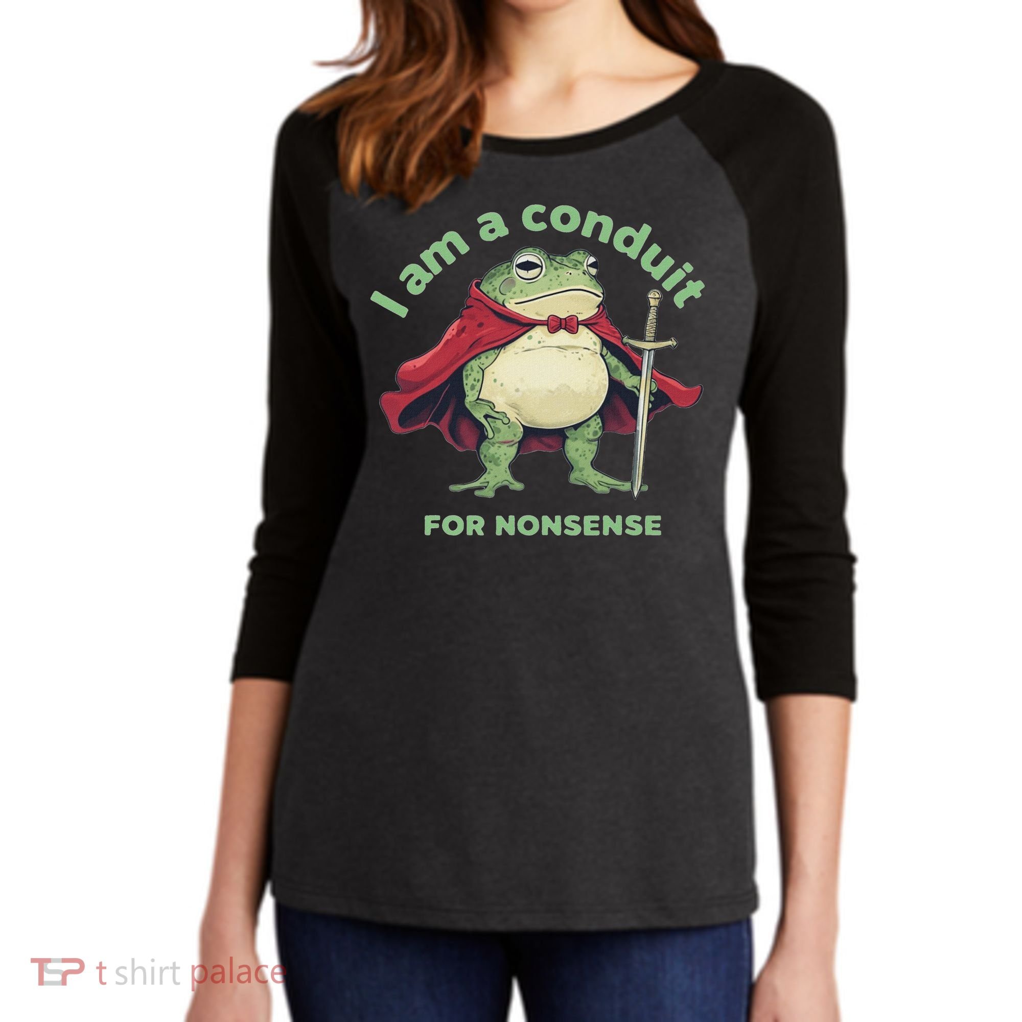 I Am A Conduit For Nonsense Funny Frog Women's Tri-Blend 3/4-Sleeve Raglan Shirt