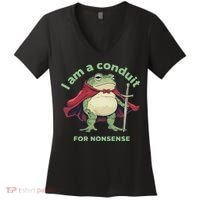 I Am A Conduit For Nonsense Funny Frog Women's V-Neck T-Shirt thumb 0