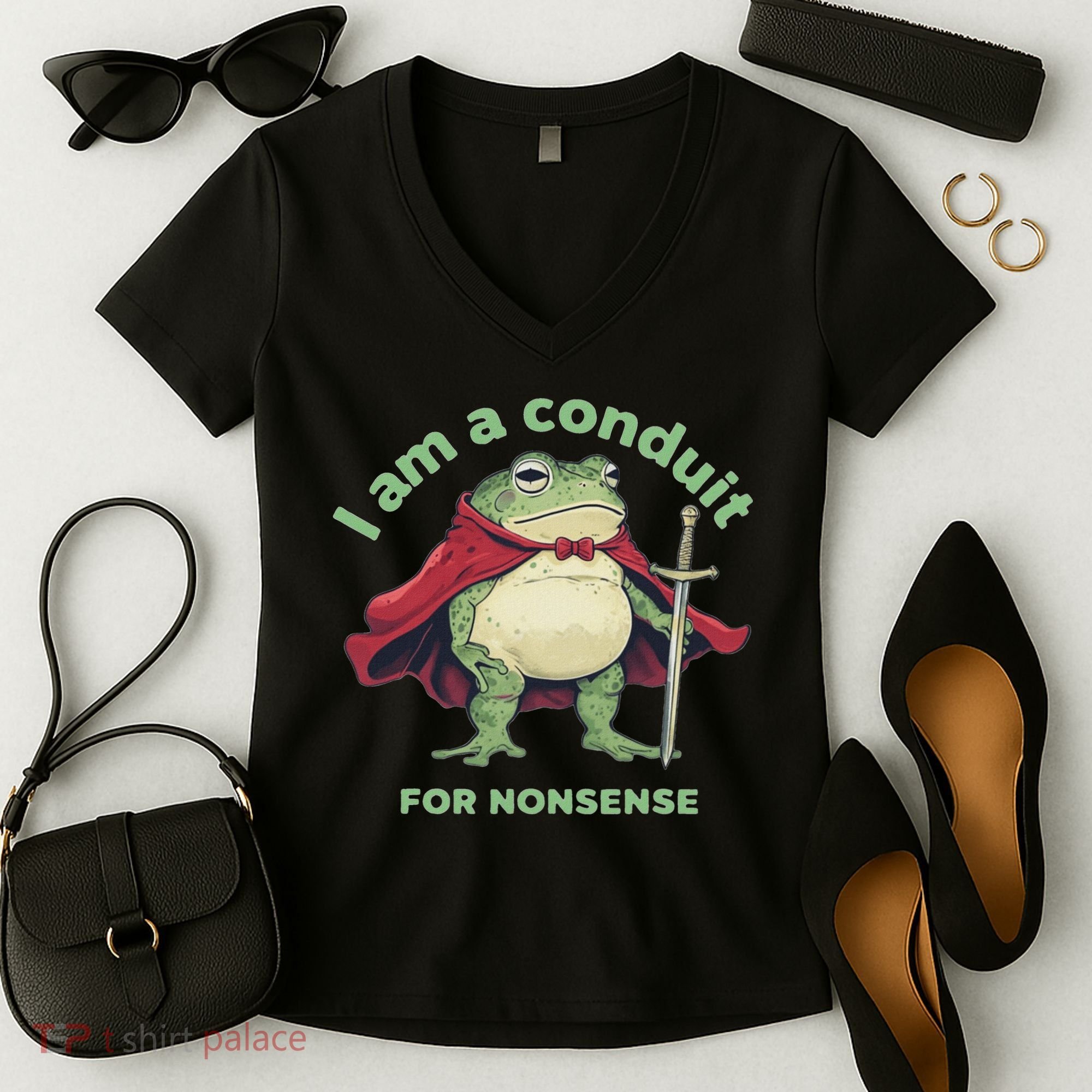 I Am A Conduit For Nonsense Funny Frog Women's V-Neck T-Shirt
