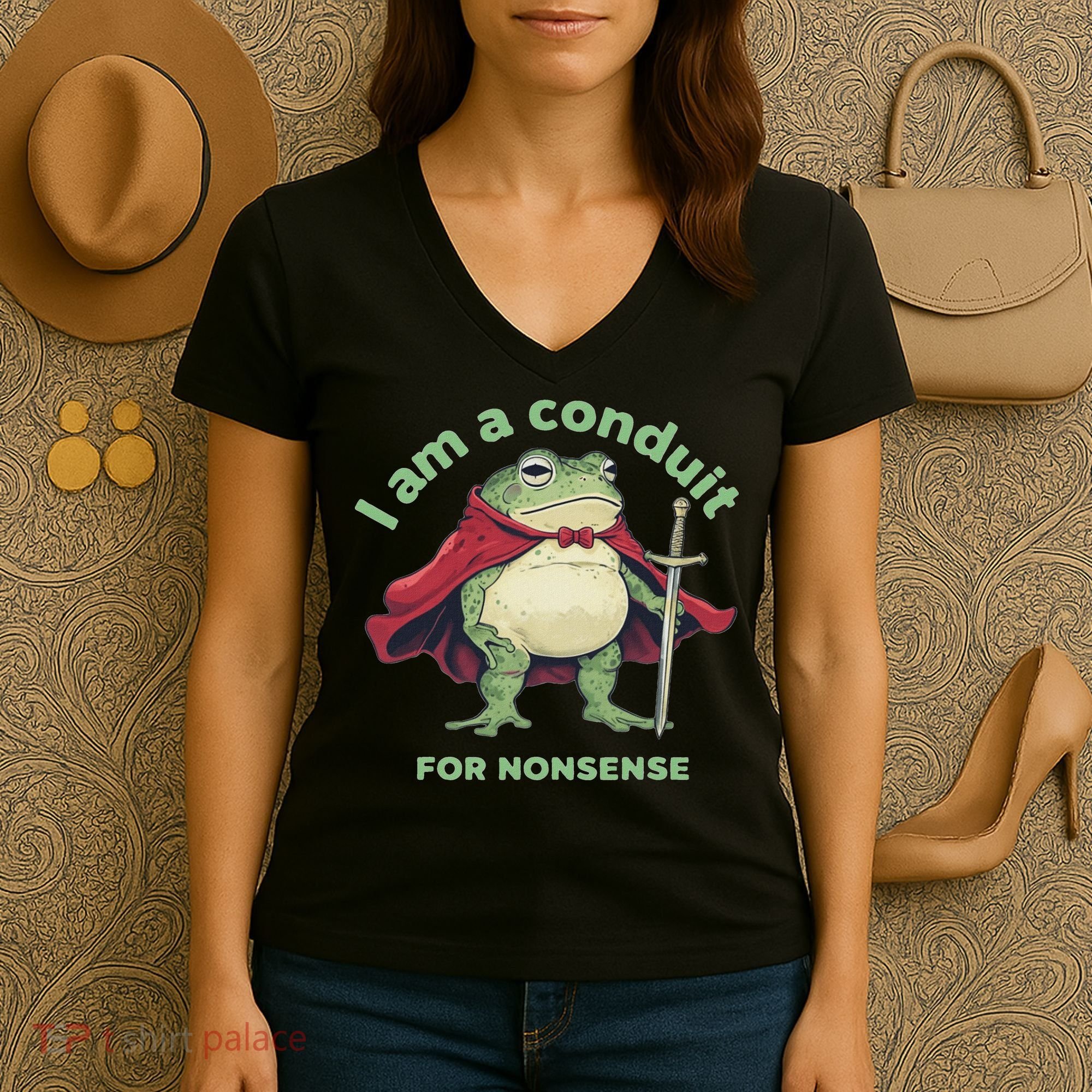 I Am A Conduit For Nonsense Funny Frog Women's V-Neck T-Shirt